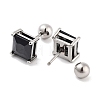 Square 316 Surgical Stainless Steel Pave Cubic Zirconia Cartilage Earrings for Women Men EJEW-Z050-34B-02P-2