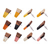 Craftdady 12 Pairs 6 Colors Resin & Wood Stud Earring Findings MAK-CD0001-04-9
