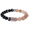 Natural Lilac Jade & Obsidian Beaded Stretch Bracelets for Men LN1122-12-1