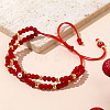 Multi-Layer Glass & Brass Beaded Adjustable Bracelets CL9505-1-1
