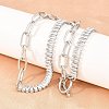 304 Stainless Steel Pave Clear Cubic Zirconia Tennis Chain Paperclip Chain Necklaces with OT Clasps NJEW-D326-02P-1