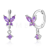 925 Sterling Silver Butterfly Hoop Earrings with Cubic Zirconia CY9476-8-1