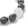 Round Natural White Jade & Larvikite Beaded Stretch Bracelets for Women BJEW-JB13139-4