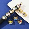 Brass Enamel Adjustable Cuff Rings for Women RJEW-G357-01G-1