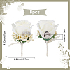 8Pcs Cloth Rose Flower Boutonniere Brooch with Rhinestone AJEW-CP0001-79A-2