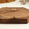 Casual Brass Bead Khaki Wax Thread Semi-Precious Natural Gemstone Bracelets Sets LS-JA4012-3