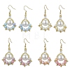 Paw Print Imitation Pearl & Glass Seed Beads Dangle Earrings EJEW-MZ00386-2