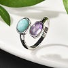 Natural Amethyst & Amazonite Finger Rings X-RJEW-A068-02P-02-2