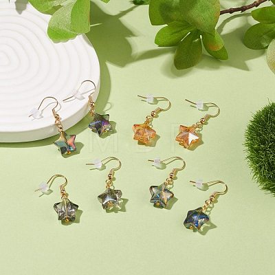 Glass Star Dangle Earrings EJEW-JE04929-1