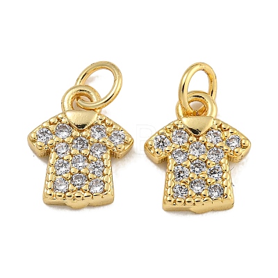 Rack Plating Brass Micro Pave Clear Cubic Zirconia Charms KK-U030-20G-1