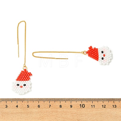 Christmas 304 Stainless Steel with Glass Cylinder Seed Beads Ear Thread EJEW-MZ00817-1