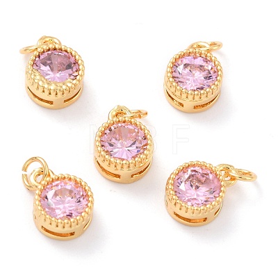 Real 18K Gold Plated Brass Inlaid Cubic Zirconia Charms ZIRC-L100-081G-06-1
