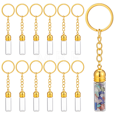 12Pcs Glass Wish Bottle Keychains AJEW-UN00050-1