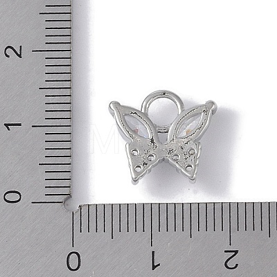 Rack Plating Brass Micro Pave CLear Cubic Zirconia Charms KK-E110-10P-1