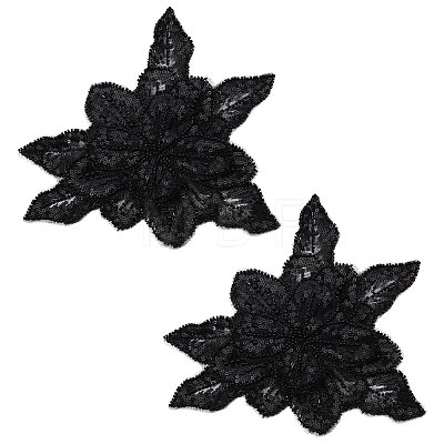 2Pcs Fabric with Tube Beads and Pearl Beads & Sequins Patches DIY-PH0038-13A-1