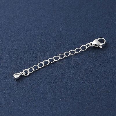 Brass Micro Pave Clear Cubic Zirconia Chain Extender KK-G491-52C-S-1