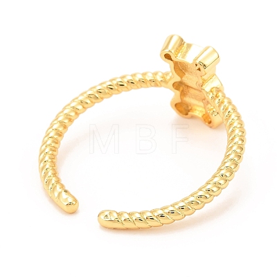 Brass Enamel Cuff Ring RJEW-F118-21-G-1