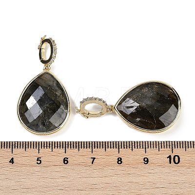 Natural Labradorite Faceted Teardrop Pendants G-B126-04G-02-1