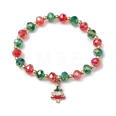 Christmas Theme Glass Beaded Stretch Bracelets BJEW-TA00540-1