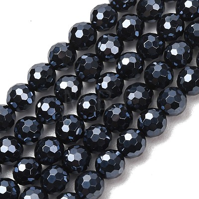 Electroplated Natural Agate Beads Strands G-B191-A07-6mm-18-1