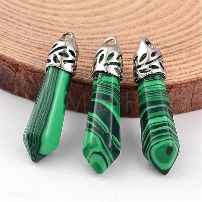 Bullet Malachite Pointed Pendants G-E332-C19-1