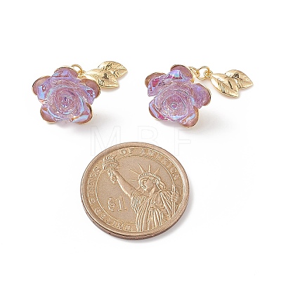 Resin Rose of Life Front Back Stud Earrings EJEW-TA00171-1