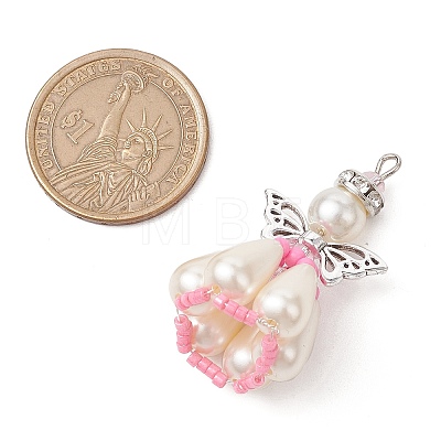 Pearlized Glass Pearl Beads  Pendants PALLOY-MZ00487-05-1