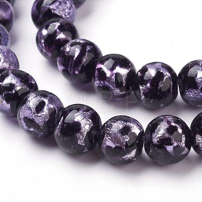 Handmade Silver Foil Lampwork Beads Strands FOIL-L016-A01-1