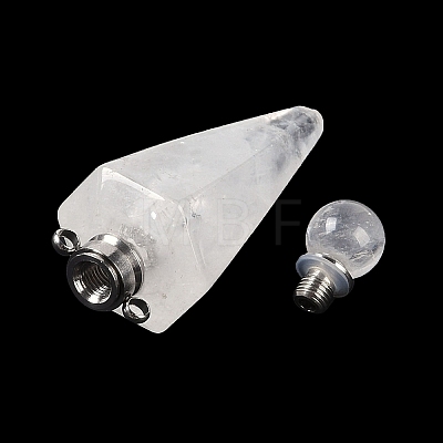 Natural Quartz Crystal Faceted Cone Openable Perfume Bottle Big Pendants G-L524-18P-11-1