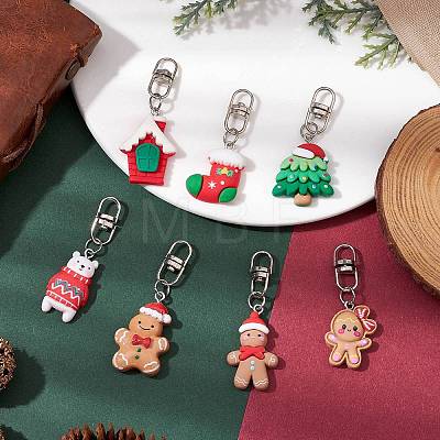 7Pcs 7 Styles Christmas Resin Pendant Decoration HJEW-JM02324-1