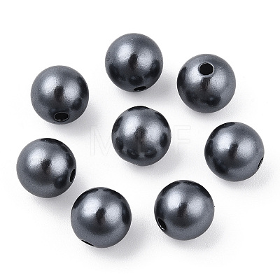 Spray Painted ABS Plastic Imitation Pearl Beads OACR-T015-05C-01-1