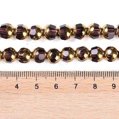 Electroplate Glass Beads Strands X-EGLA-Q128-04A-FP05-1