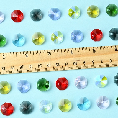 48Pcs 8 Colors Electroplate Glass Links Connectors EGLA-FS0001-48-1