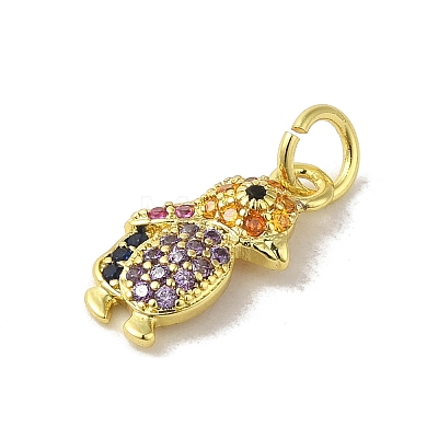 Real 18K Gold Plated Brass Pave Colorful Cubic Zirconia Pendants KK-M283-06H-02-1