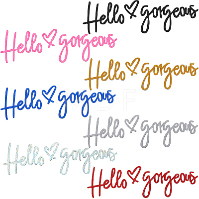 Gorgecraft 7 Shaeets 7 Colors Word Hello Gorgeous PVC Waterproof Car Stickers DIY-GF0008-93-1