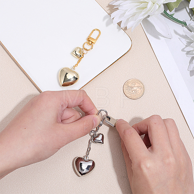 2Pcs 2 Colors Brass Heart Pendant Decorations HJEW-PH02507-1