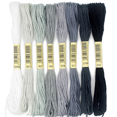 8 Skeins 8 Colors 6-Ply Polyester Embroidery Floss PW-WG88461-04-1