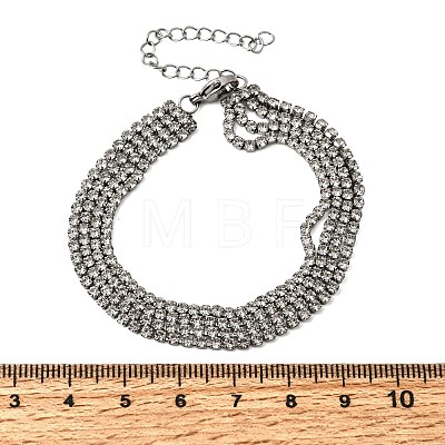 304 Stainless Steel Rhinestone Cup Chain Multi-strand Bracelets for Women BJEW-P376-01P-02-1