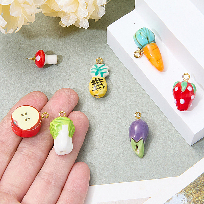 7Pcs 7 Styles Handmade Porcelain Pendants PALLOY-SW00138-1