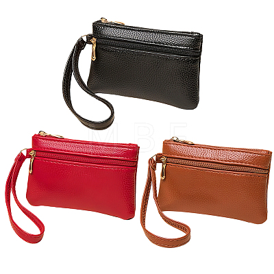 3Pcs 3 Colors Double Layer PU Imitation Leather Zipper Wallets AJEW-CL0005-46-1