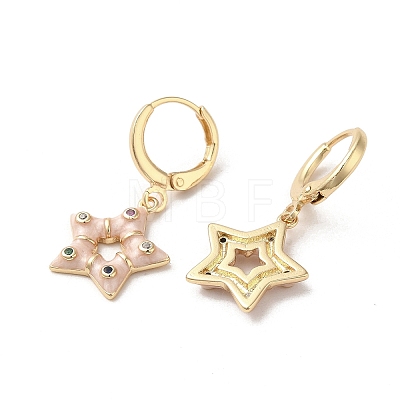 Star Real 18K Gold Plated Brass Dangle Leverback Earrings EJEW-L268-033G-03-1