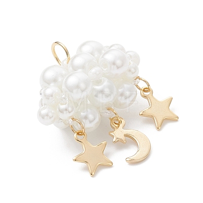 Pearlized Glass Pearl Beads Pendants PALLOY-MZ01101-04-1