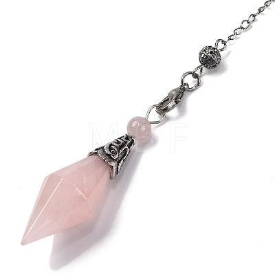 Natural Rose Quartz Rhombus Faceted Poined Dowsing Pendulums G-Q184-05E-AS-1