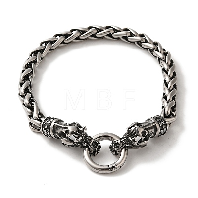 316 Surgical Stainless Steel Wheat Chain Viking Dragon Skull Bracelets BJEW-Q349-05AS-02-1