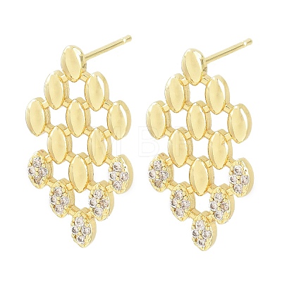 Brass Micro Pave Cubic Zirconia Stud Earrings PR-CBACDF6-03G-1