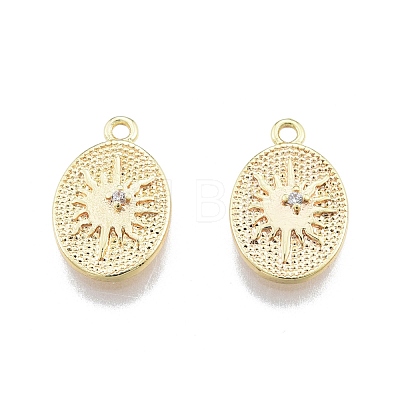 Brass Micro Pave Clear Cubic Zirconia Charms KK-G437-02G-1