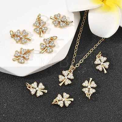 SHEGRACE Brass Micro Pave Clear Cubic Zirconia Charms XGRQ2O113-415G-1
