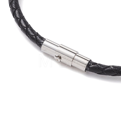 Braided Leather Cord Bracelets BJEW-JB11387-02-1