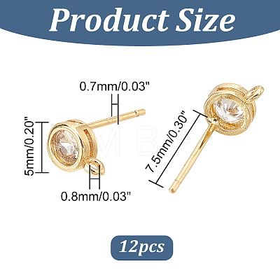 6 Pairs Rack Plating Brass Micro Pave Cubic Zirconia Stud Earring Findings KK-DC0001-35-1