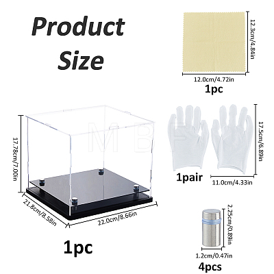 Transparent Acrylic Minifigure Display Cases with Black Base ODIS-WH0108-107-1